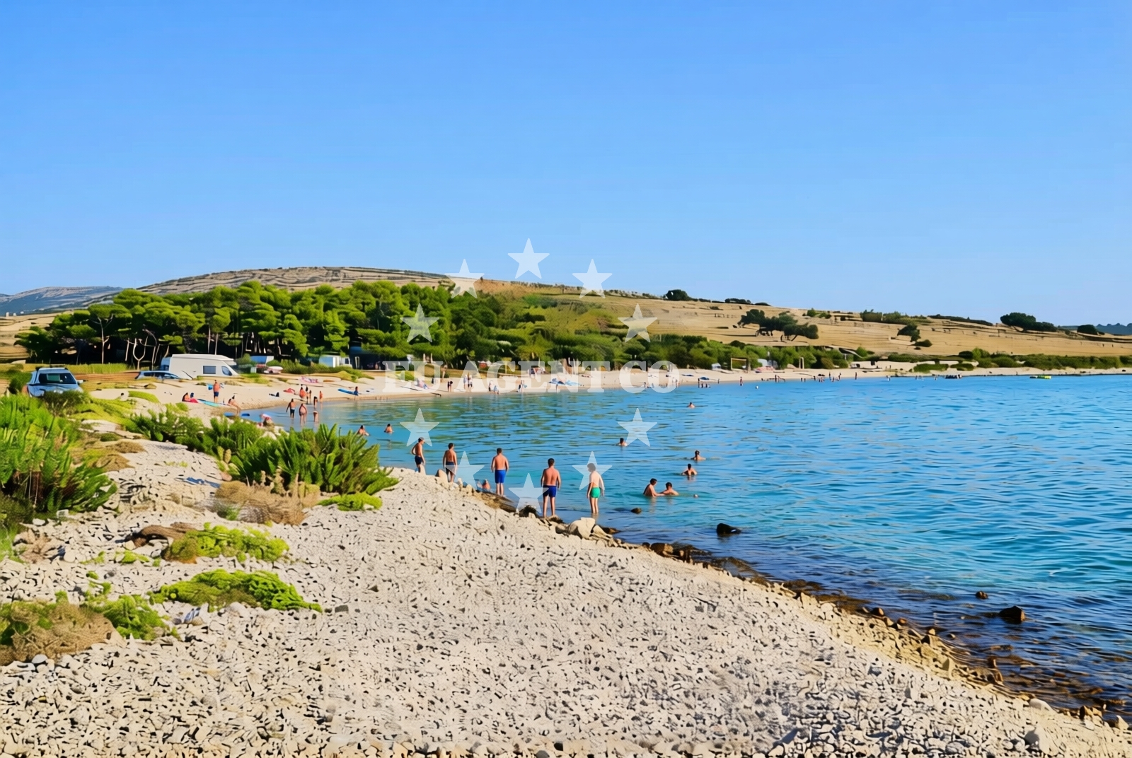 Overview of Kolanjsko Blato jug (Rogoza), Kolan (Pag) Beach in Kolanjsko Blato jug (Rogoza)
