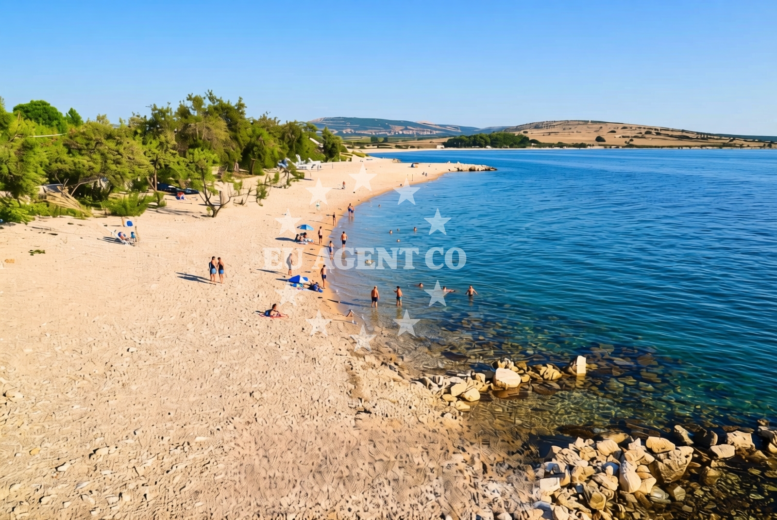 Sea and coastal view of Kolanjsko Blato jug (Rogoza), Kolan (Pag) Beach in Kolanjsko Blato jug (Rogoza)