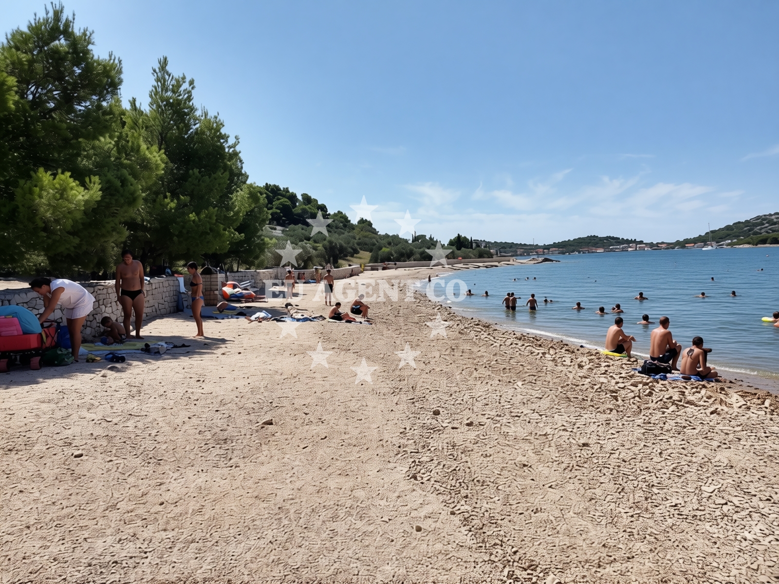 Overview of Kolentum beach in Put Gradine 18, Murter