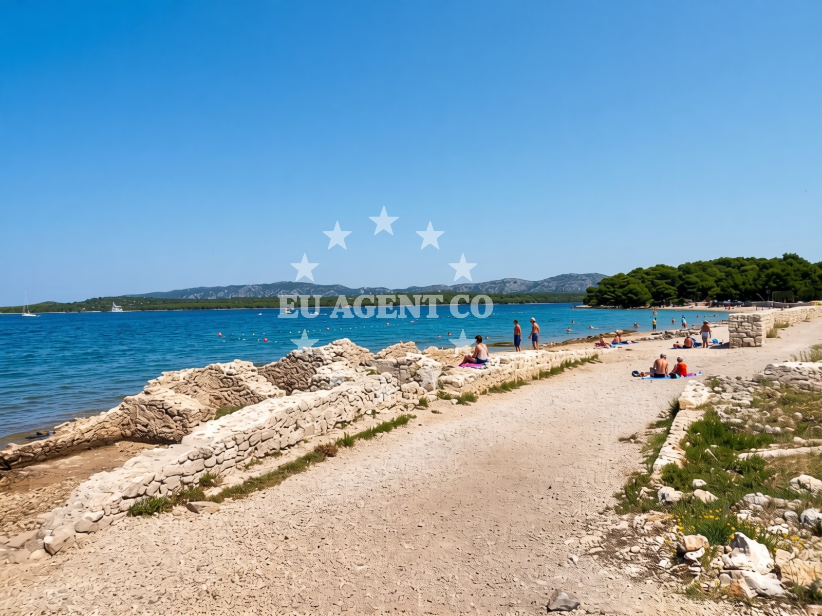 Sea and coastal view of Kolentum beach in Put Gradine 18, Murter