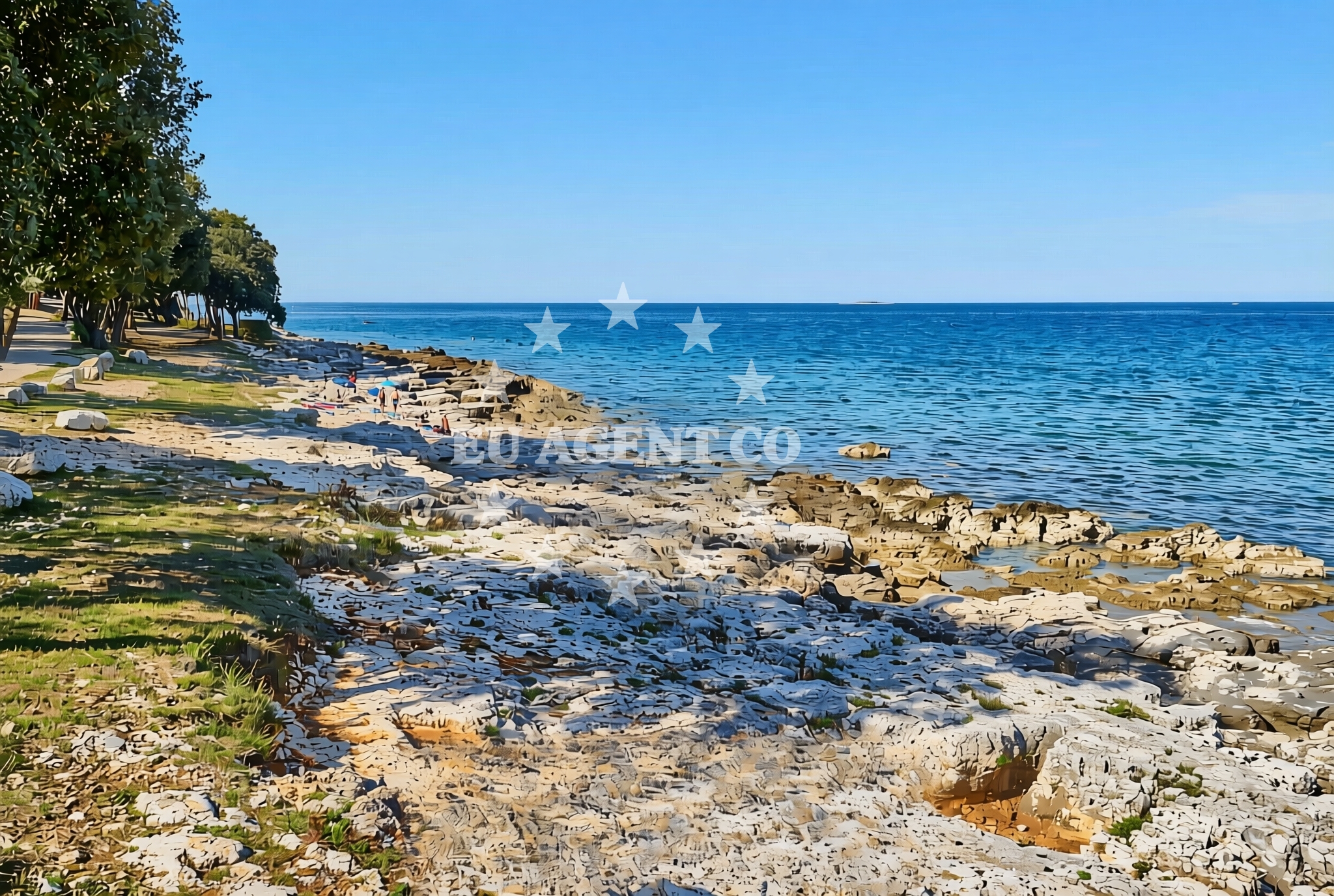 Shoreline and swimming area at Kolona jug (dog beach), Bale Beach in Kolona jug (plaža za pse)