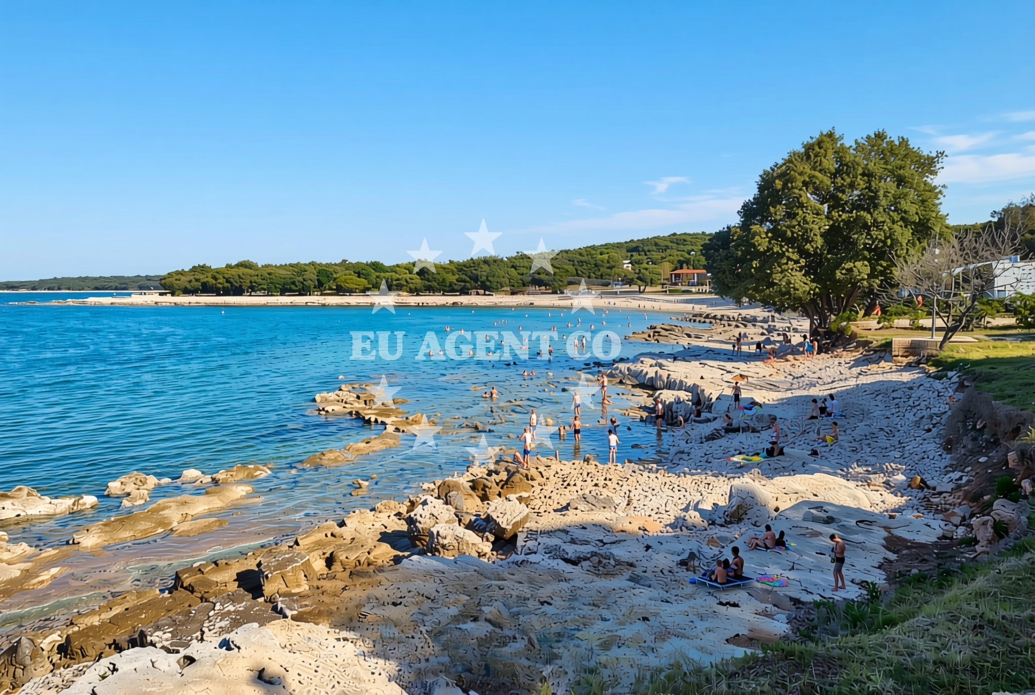 Sea and coastal view of Kolona jug (dog beach), Bale Beach in Kolona jug (plaža za pse)
