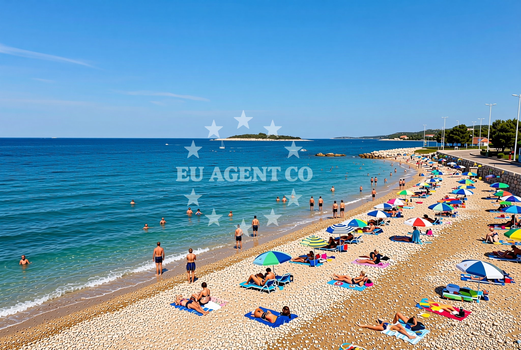 Shoreline and swimming area at Kolona sredina (dog beach), Bale Beach in Kolona sredina (plaža za pse)