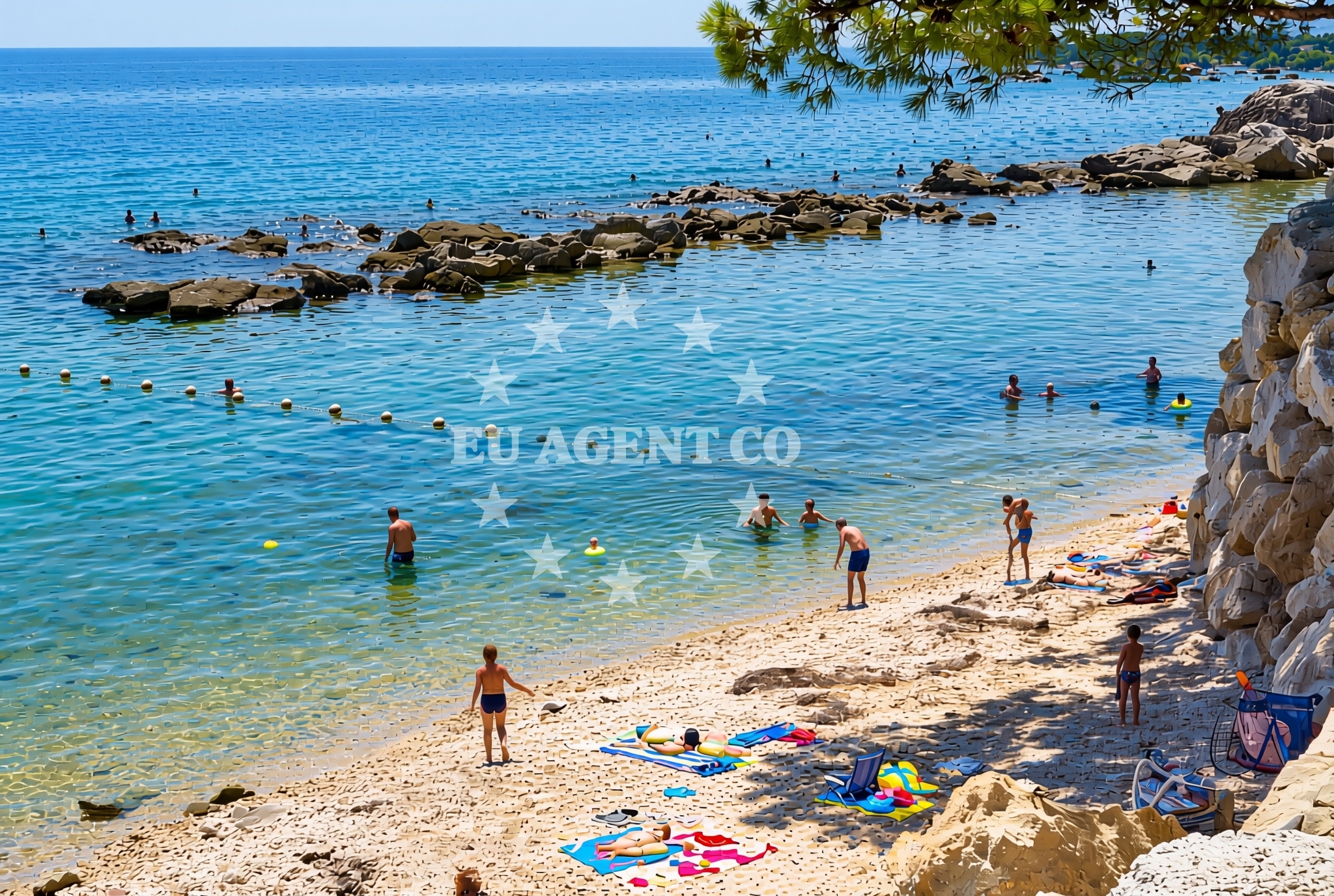 Shoreline and swimming area at Koludrovac (dog beach), Kaštel Štafilić Beach in Koludrovac (plaža za pse)