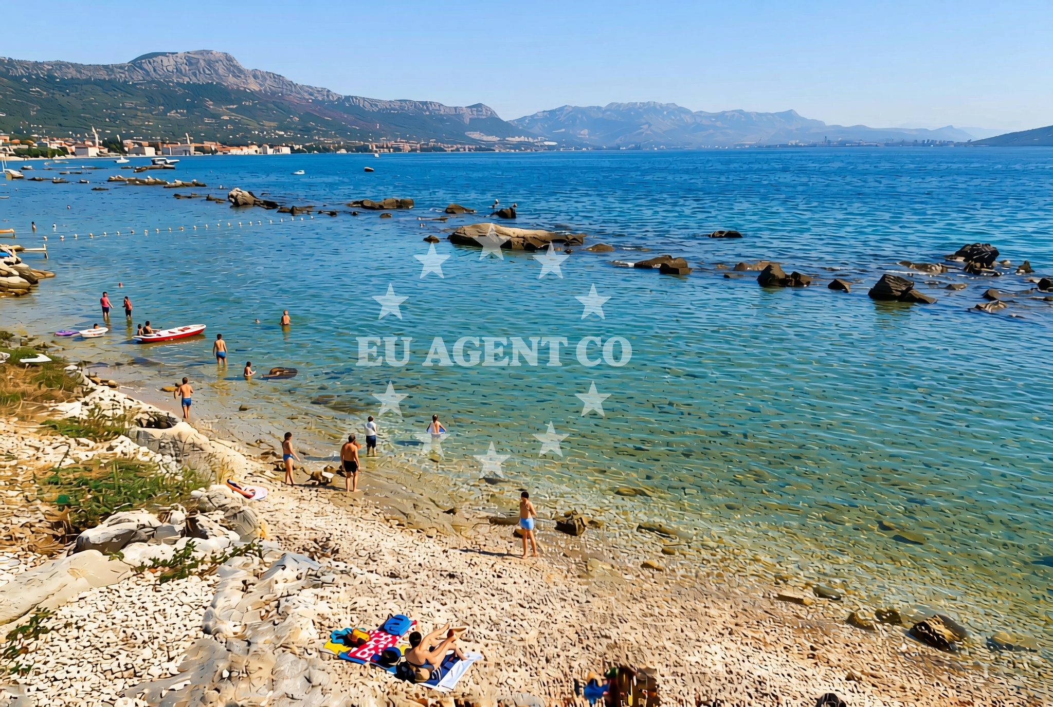 Sea and coastal view of Koludrovac (dog beach), Kaštel Štafilić Beach in Koludrovac (plaža za pse)