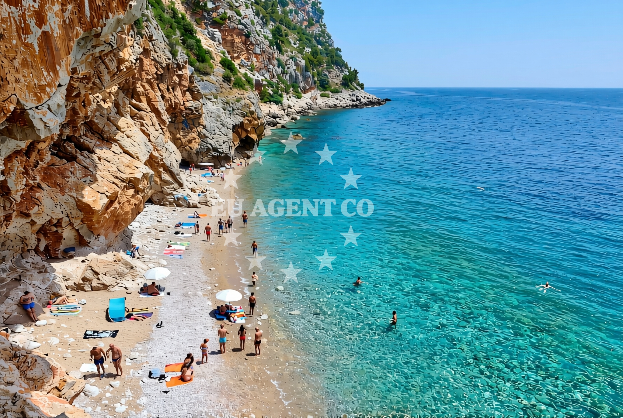Sea and coastal view of Komaji: beaches and coves in Komaji