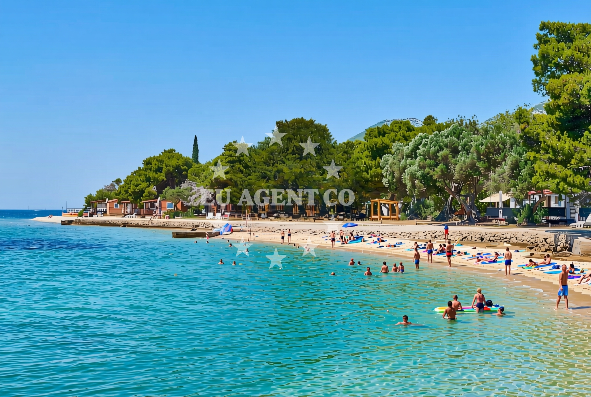 Shoreline and swimming area at Komodor zapad, Kučište Beach in Komodor zapad