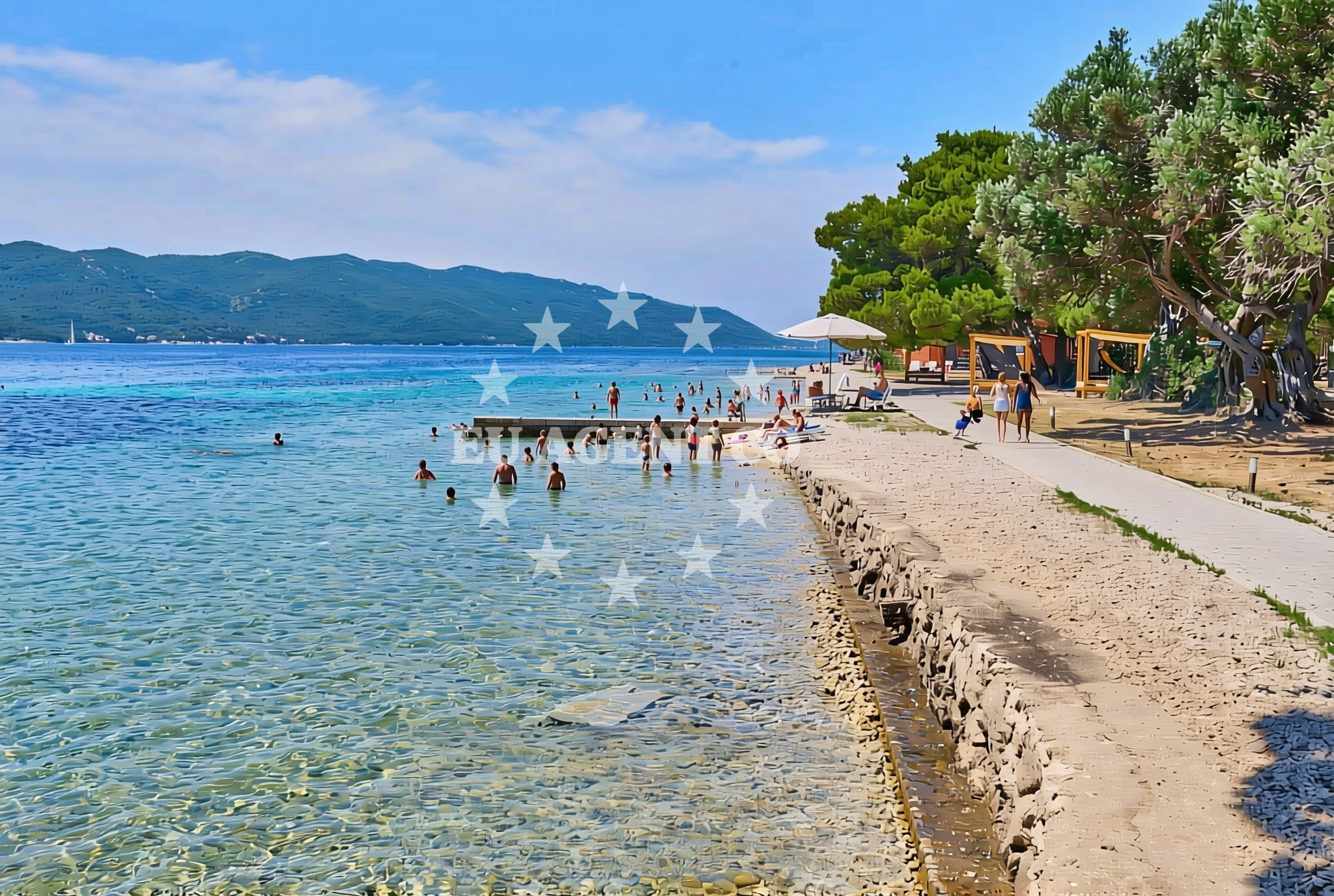 Sea and coastal view of Komodor zapad, Kučište Beach in Komodor zapad