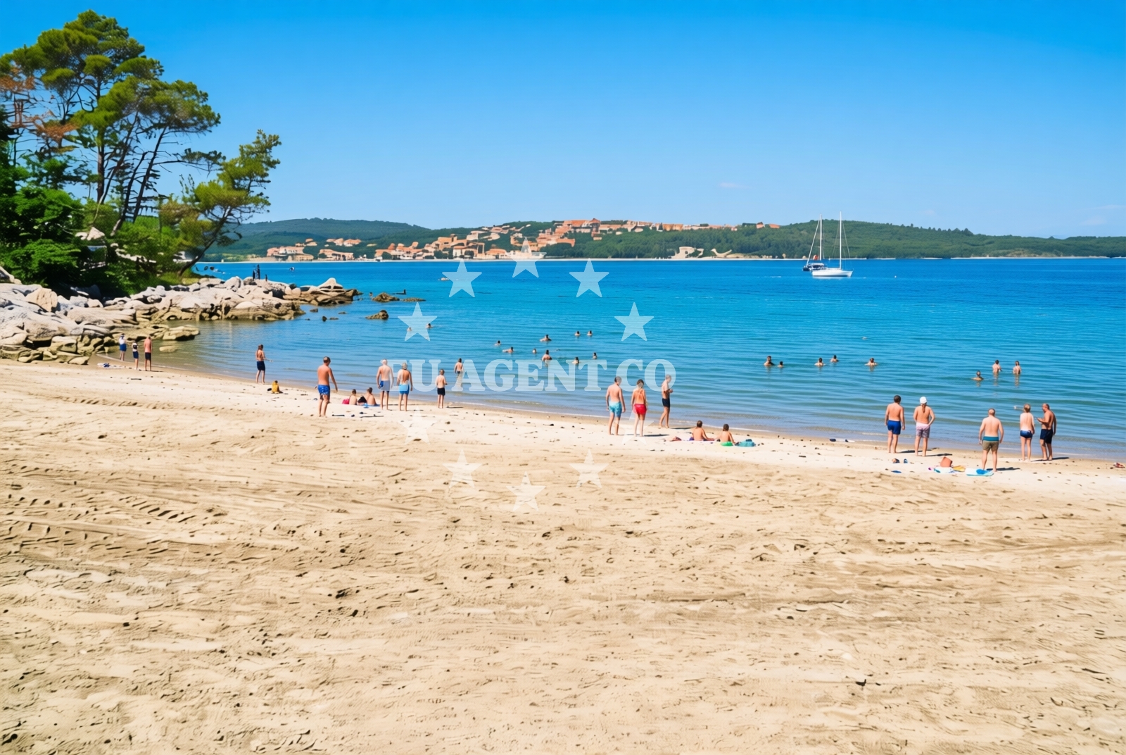 Sea and coastal view of Komoriška, Klimno (Krk) Beach in Komoriška