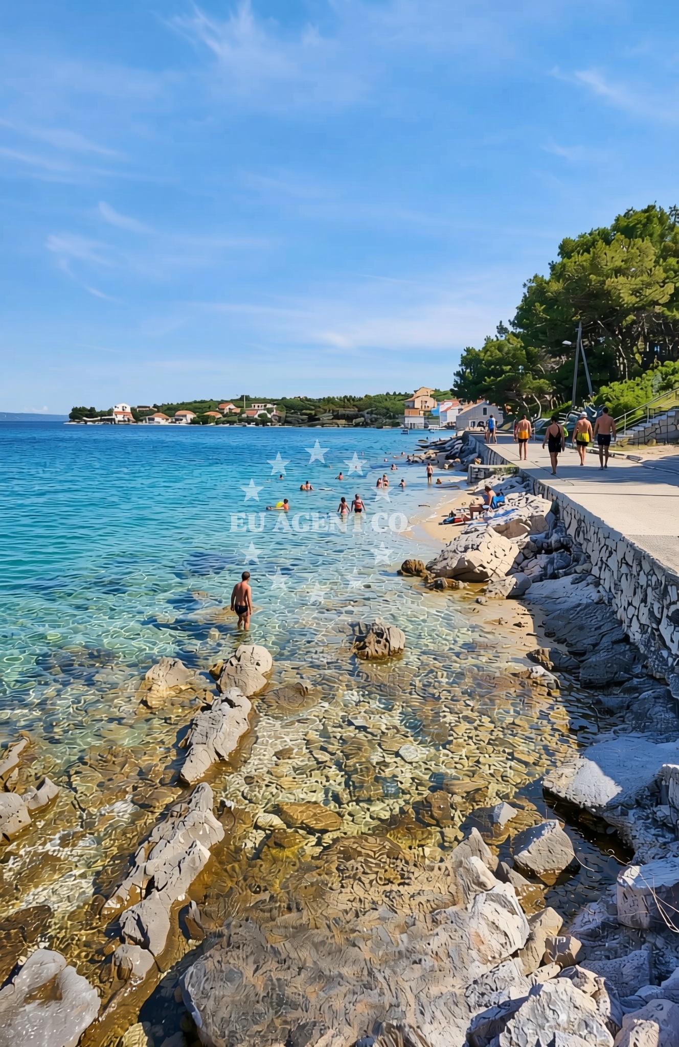 Sea and coastal view of Komoševa sjever, Mali Iž (Iž) Beach in Komoševa sjever