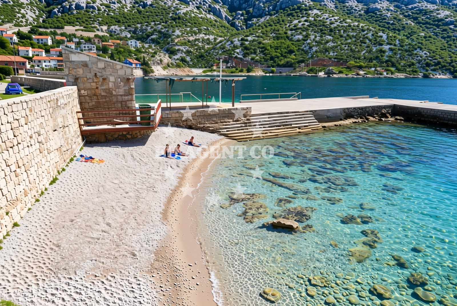 Shoreline and swimming area at Konjsko (Karlobag): beaches and coves in Konjsko (Karlobag)