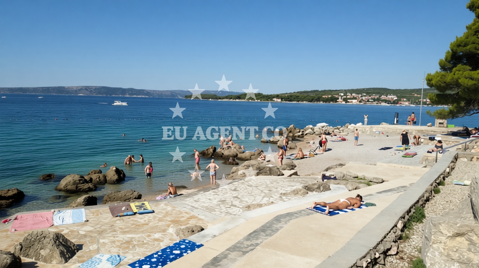 Overview of Koralj Beach in , Krk
