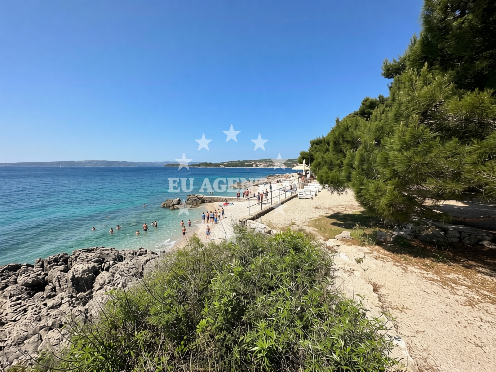 Sea and coastal view of Koralj Beach in , Krk
