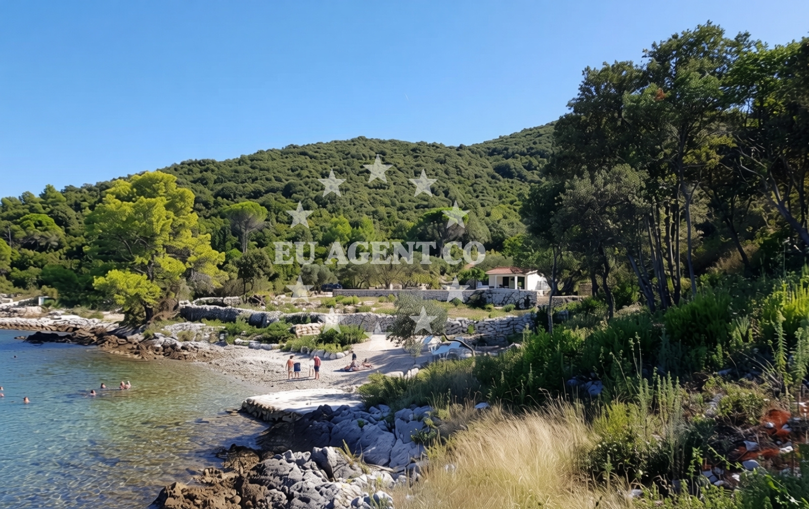 Shoreline and swimming area at Korcula beach