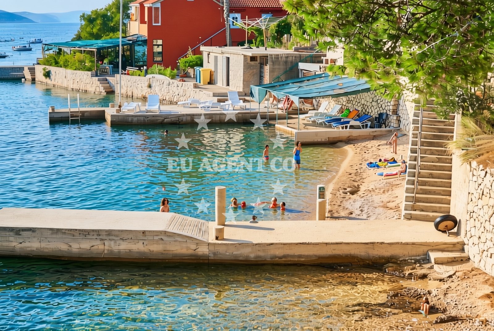 Shoreline and swimming area at Korda, Stara Novalja (Pag) Beach in Korda
