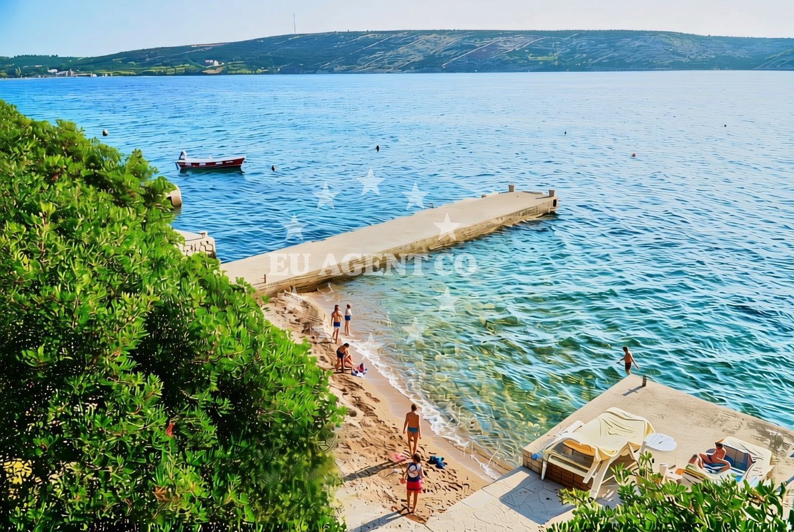 Sea and coastal view of Korda, Stara Novalja (Pag) Beach in Korda
