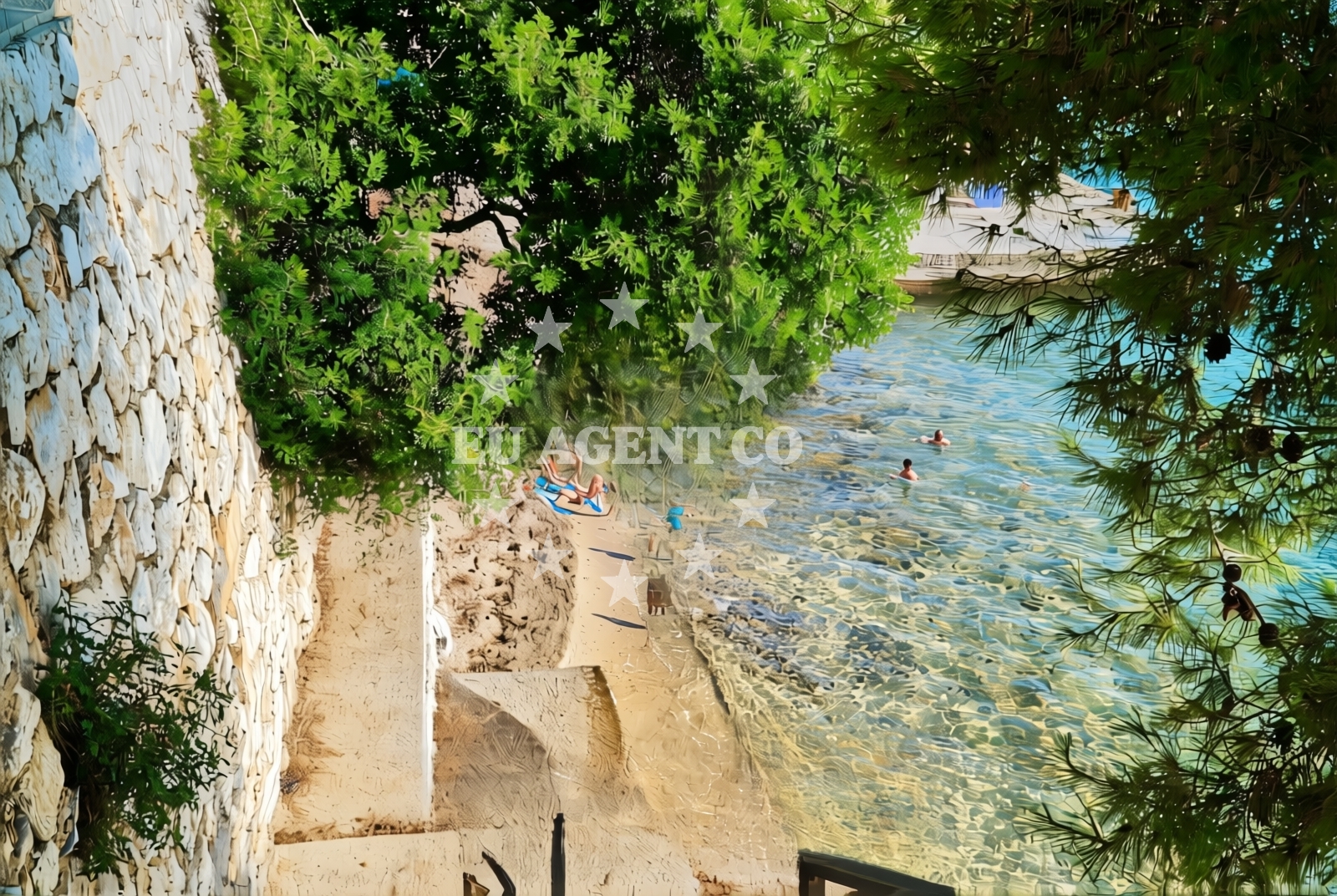 Beach facilities and surroundings at Korda, Stara Novalja (Pag) Beach in Korda