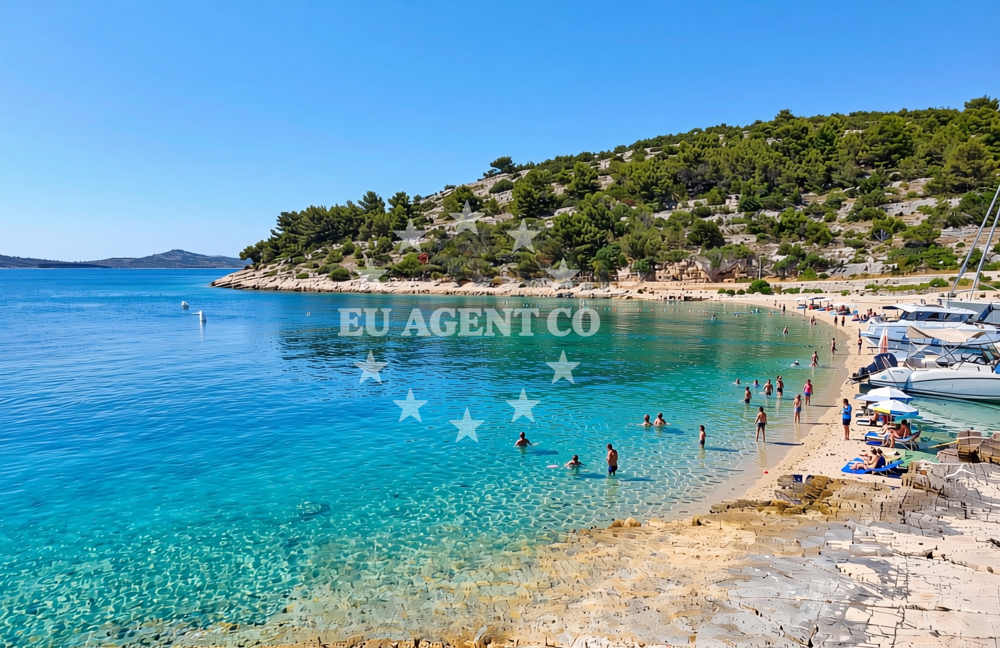 Sea and coastal view of Koromašna istok, Žirje (Žirje) Beach in Koromašna istok