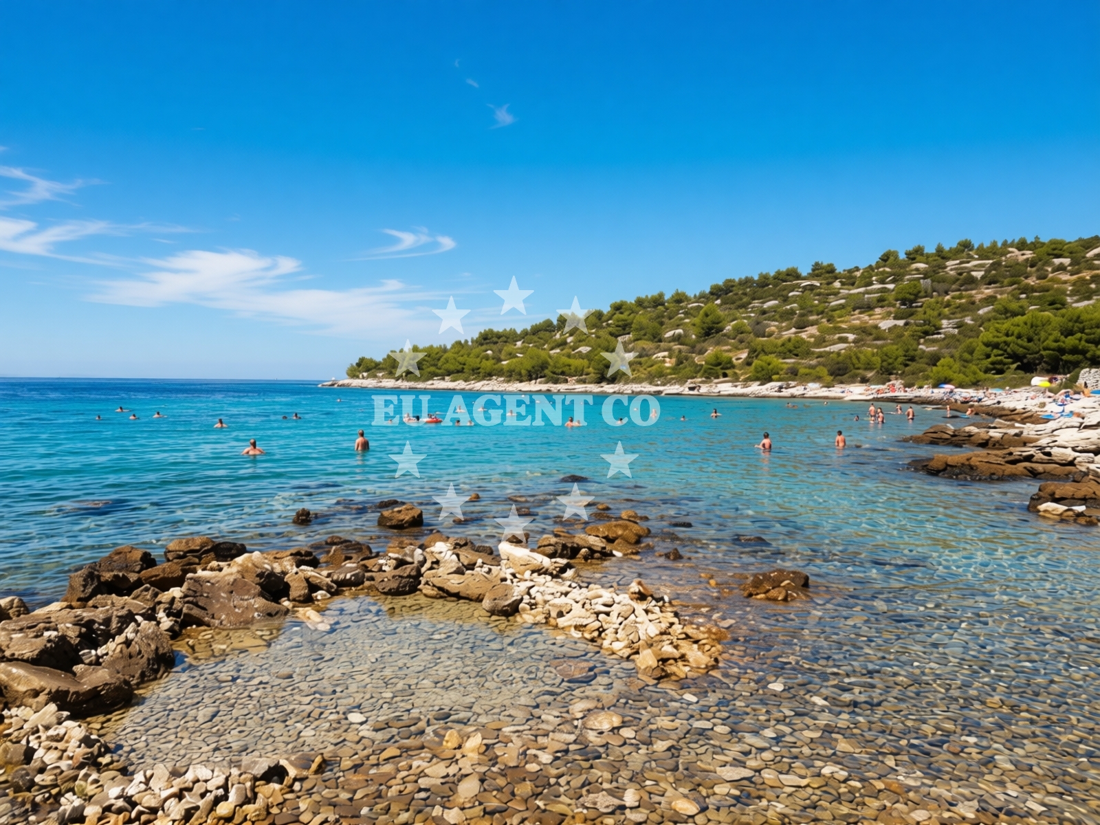 Sea and coastal view of Koromasna uvala in Hrvatska, Jezera