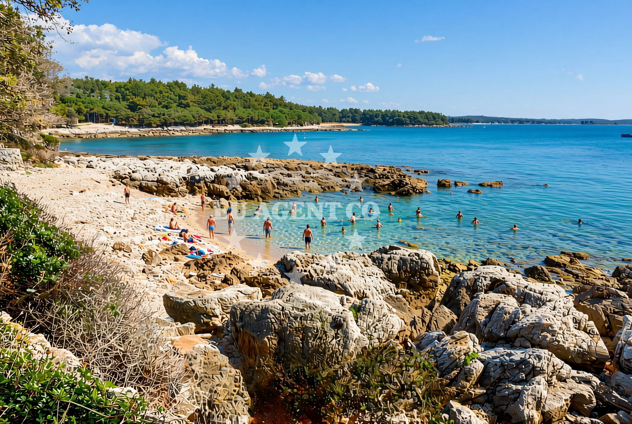 Overview of Koronsun (dog beach), Rovinj Beach in Koronsun (plaža za pse)