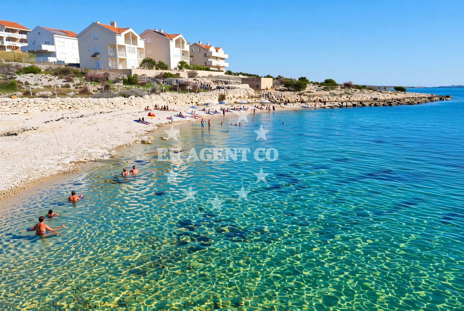 Overview of Košljun istok, Košljun (Pag) Beach in Košljun istok