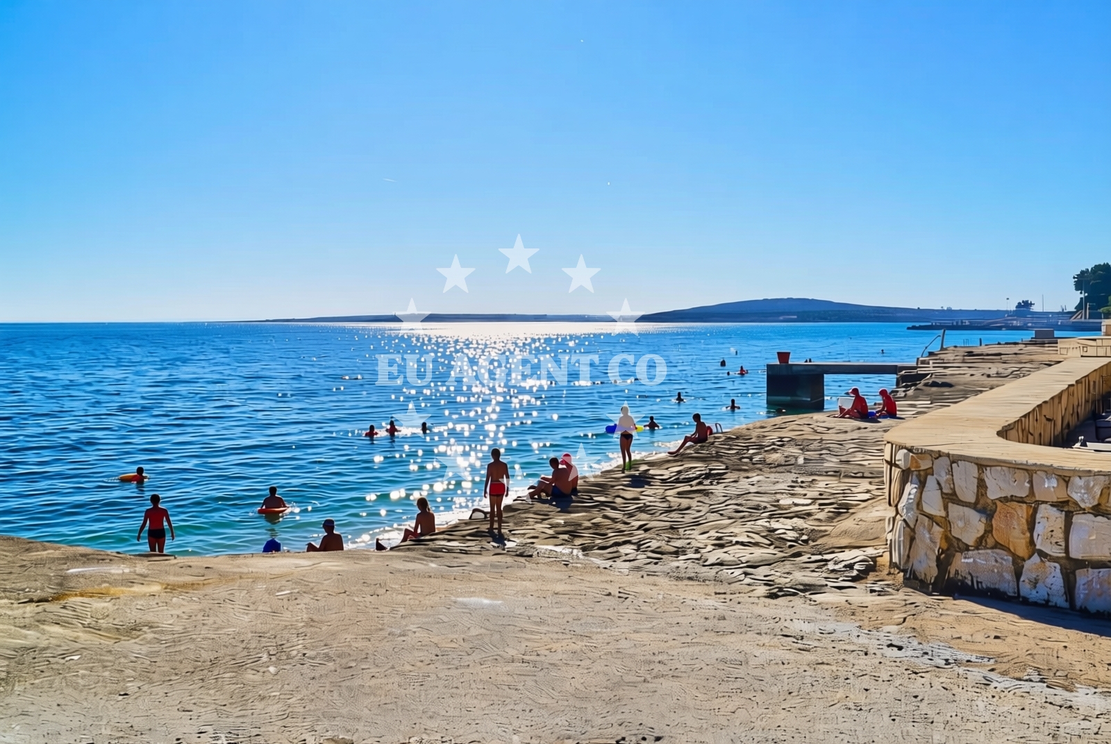 Beach facilities and surroundings at Košljun istok, Košljun (Pag) Beach in Košljun istok