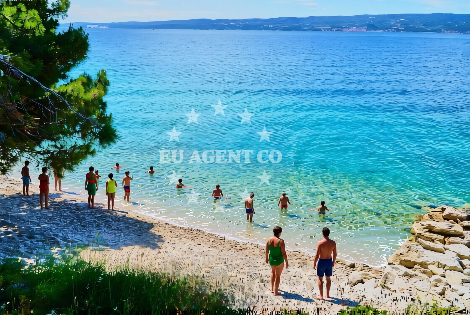 Shoreline and swimming area at Kosovac, Jesenice Beach in Kosovac
