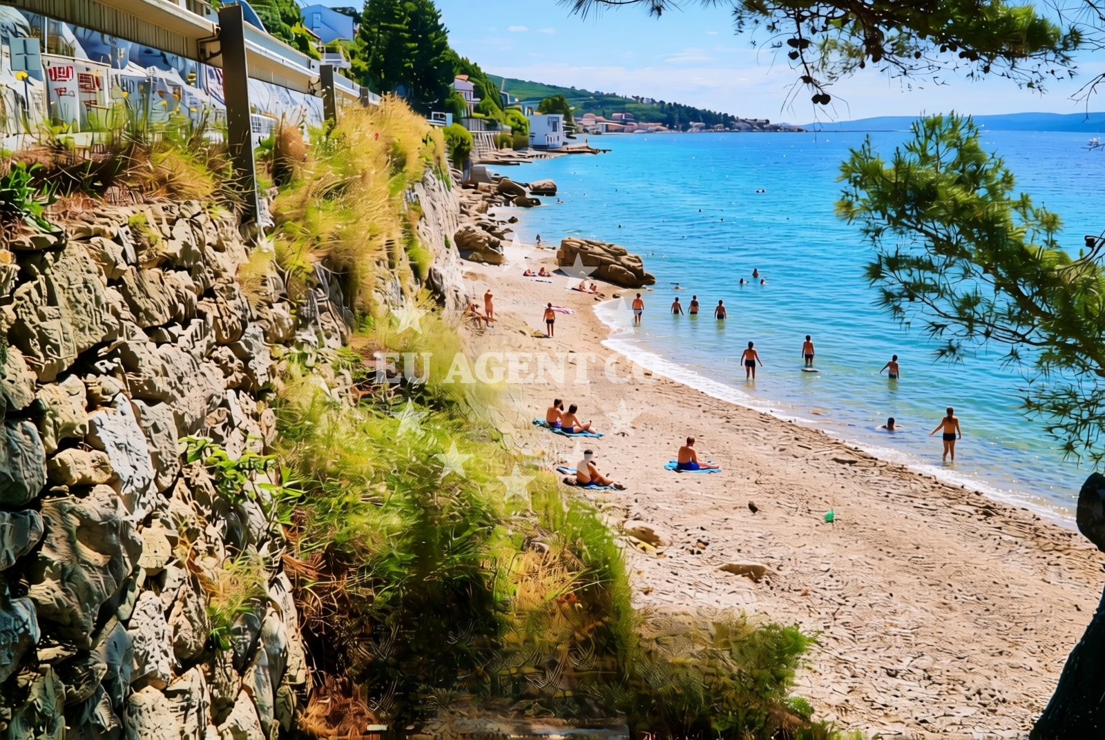 Sea and coastal view of Kosovac, Jesenice Beach in Kosovac