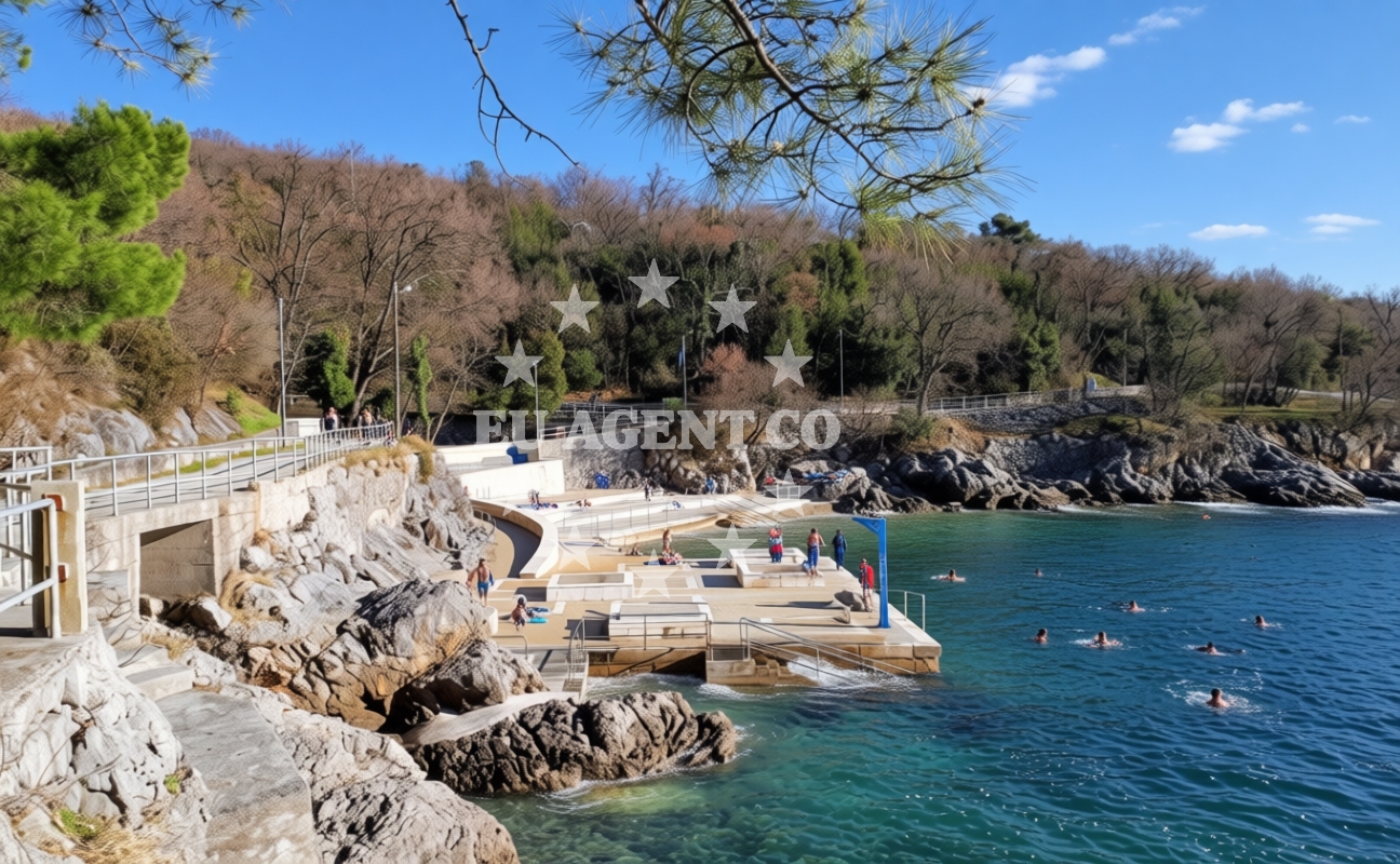 Beach facilities and surroundings at Kostanj beach in Tenčićevo 19, Rijeka