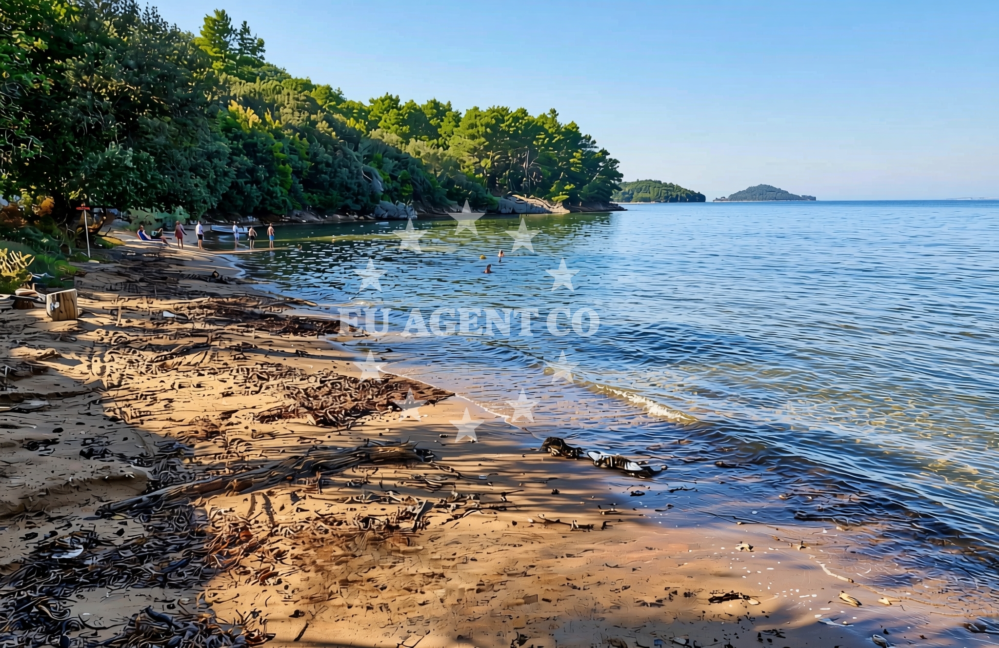 Shoreline and swimming area at Kostanj, Kukljica (Ugljan) Beach in Kostanj