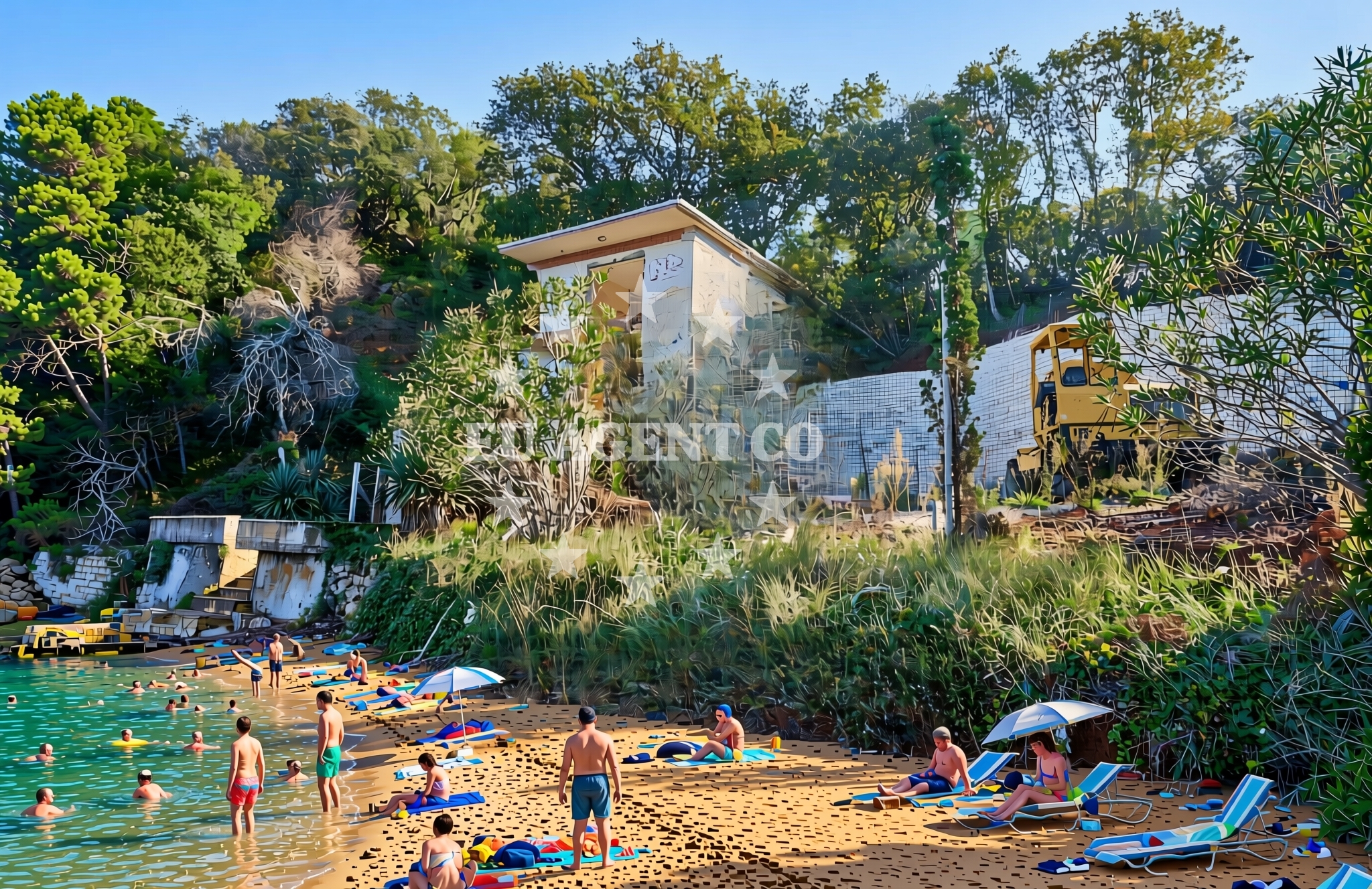 Beach facilities and surroundings at Kostanj, Kukljica (Ugljan) Beach in Kostanj