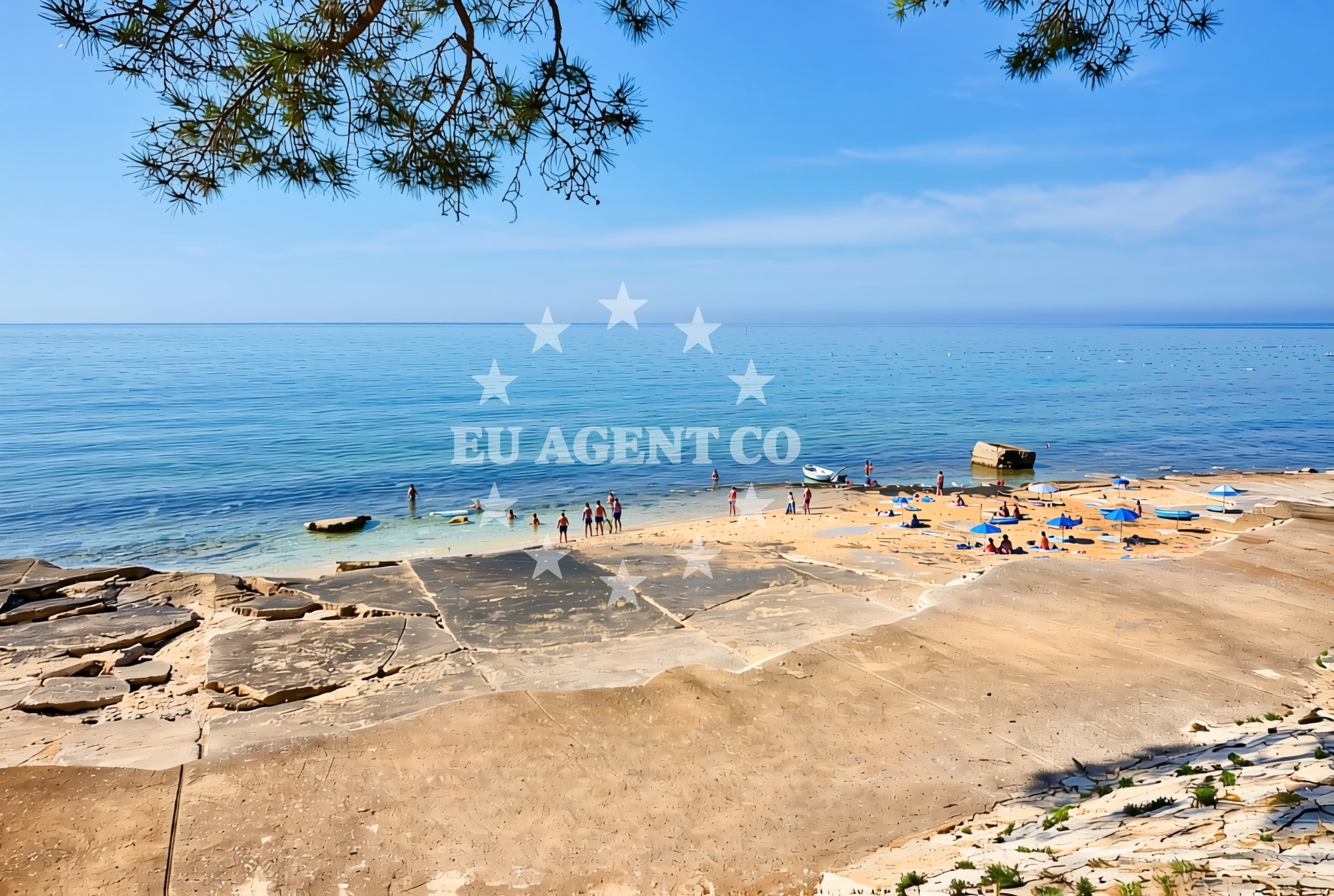Sea and coastal view of Kostanjija (Kastanija) jug, Novigrad (Istarska županija) Beach in Kostanjija (Kastanija) jug
