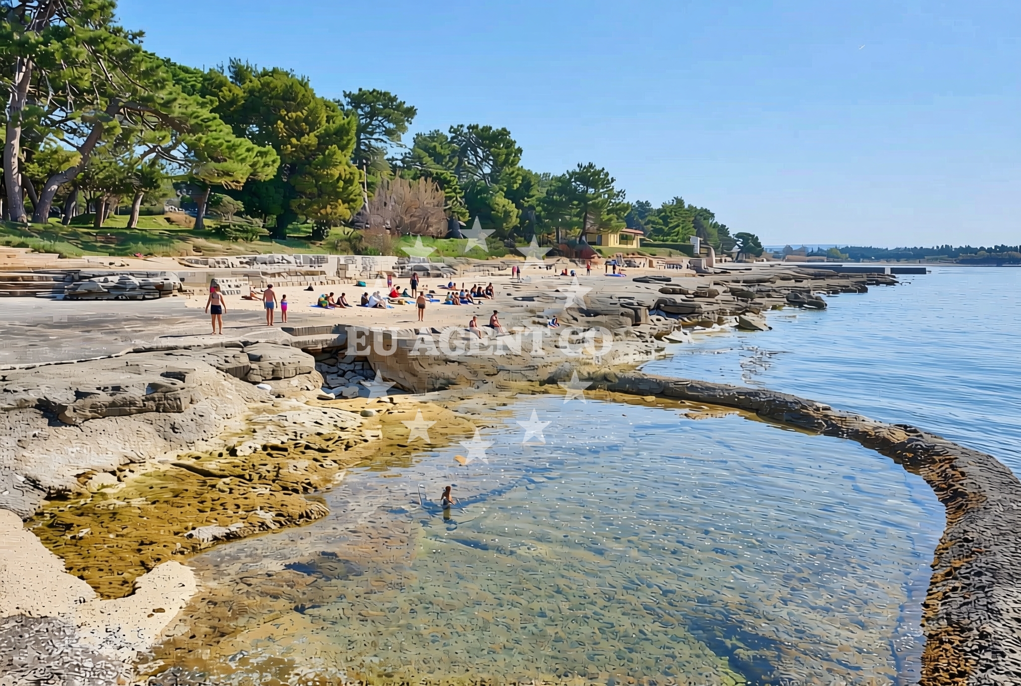 Additional view of Kostanjija (Kastanija) jug, Novigrad (Istarska županija) Beach in Kostanjija (Kastanija) jug