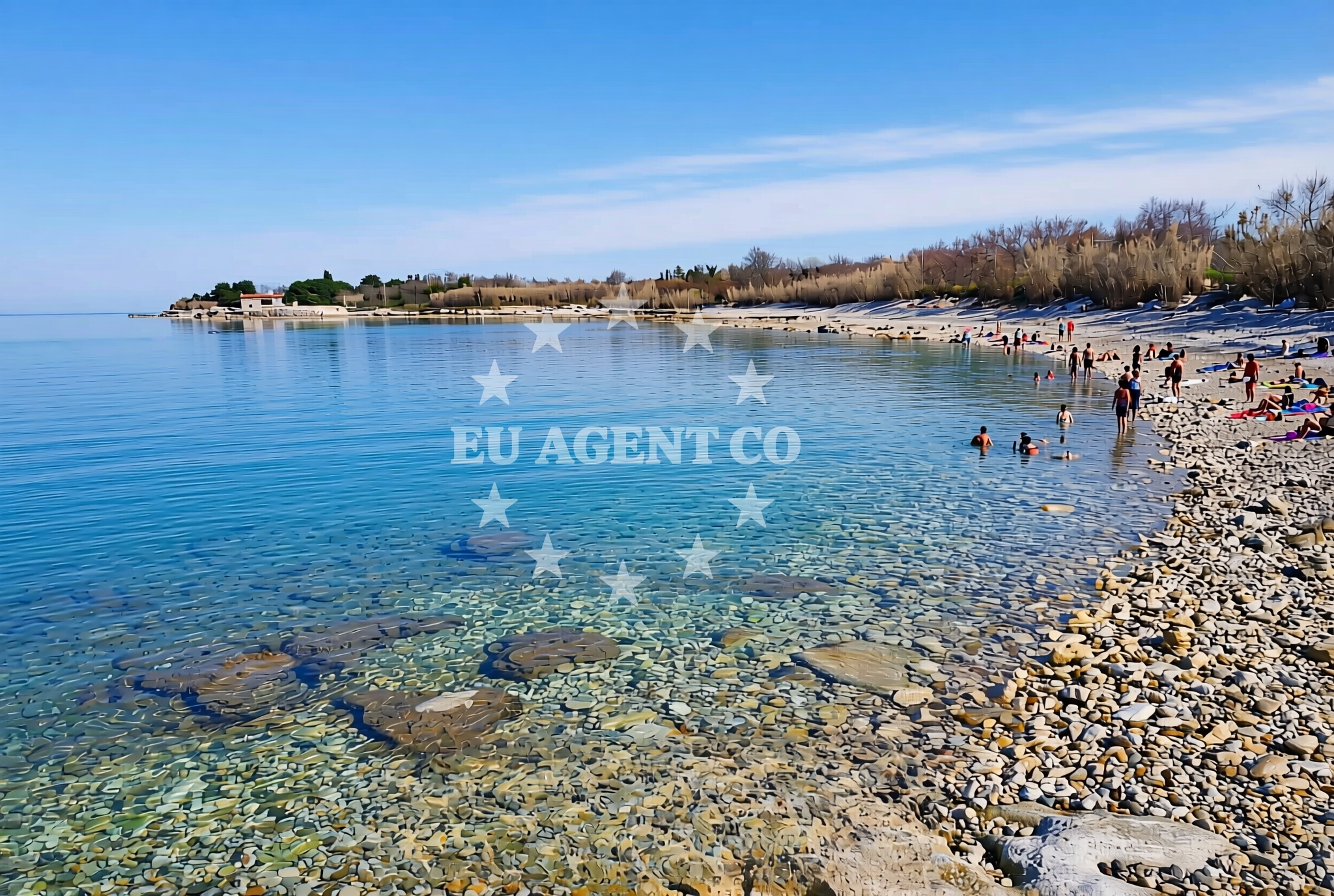 Overview of Kostanjija (Kastanija) sjever, Novigrad (Istarska županija) Beach in Kostanjija (Kastanija) sjever