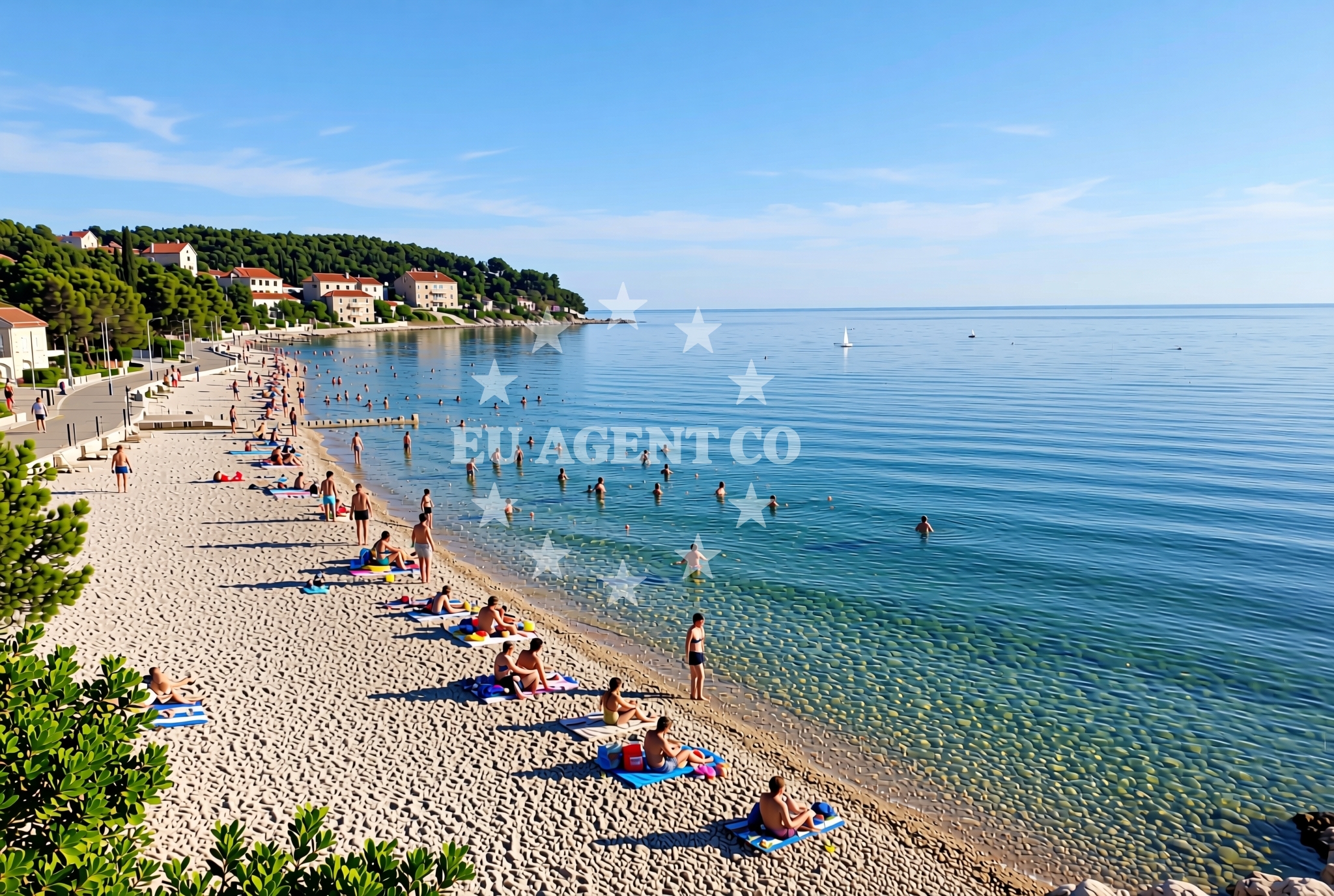 Sea and coastal view of Kostanjija (Kastanija) sjever, Novigrad (Istarska županija) Beach in Kostanjija (Kastanija) sjever