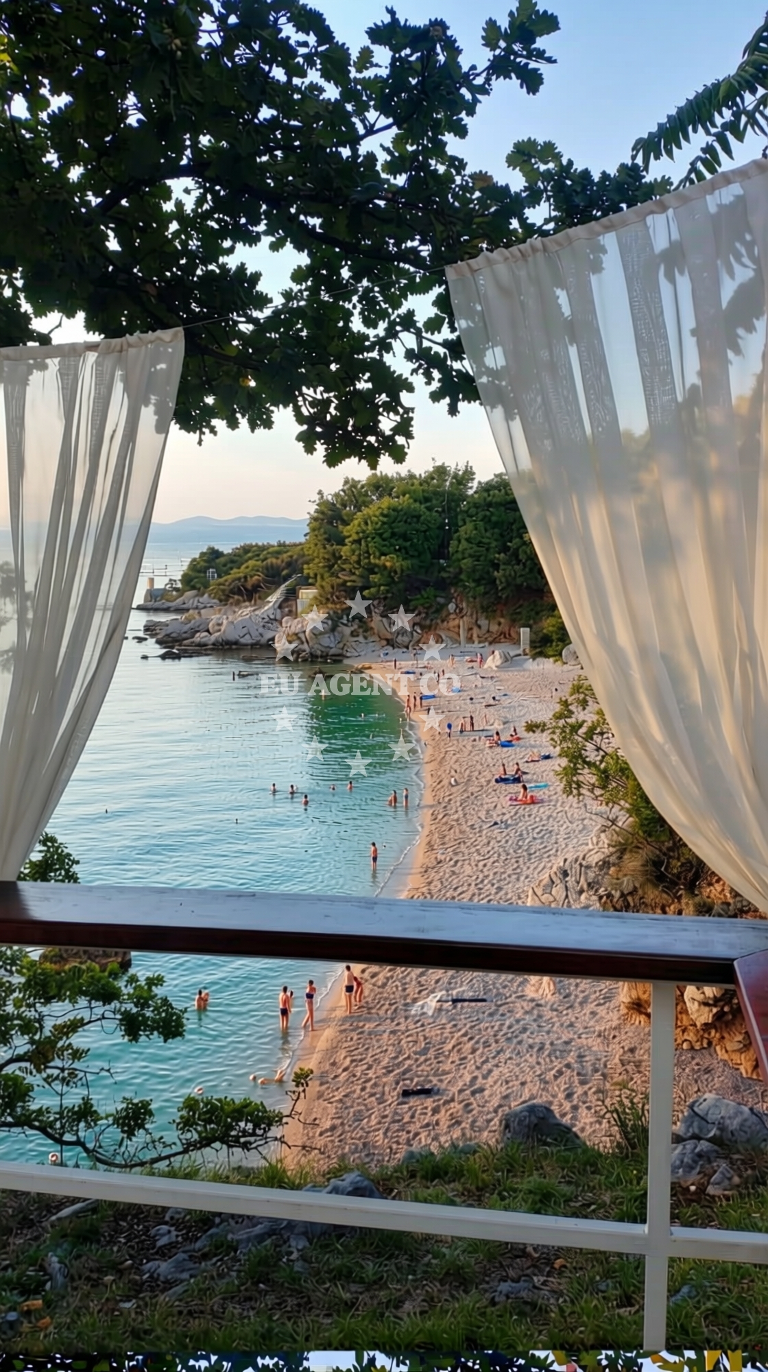 Overview of Kostrena beach in Ulica Šojska, Kostrena