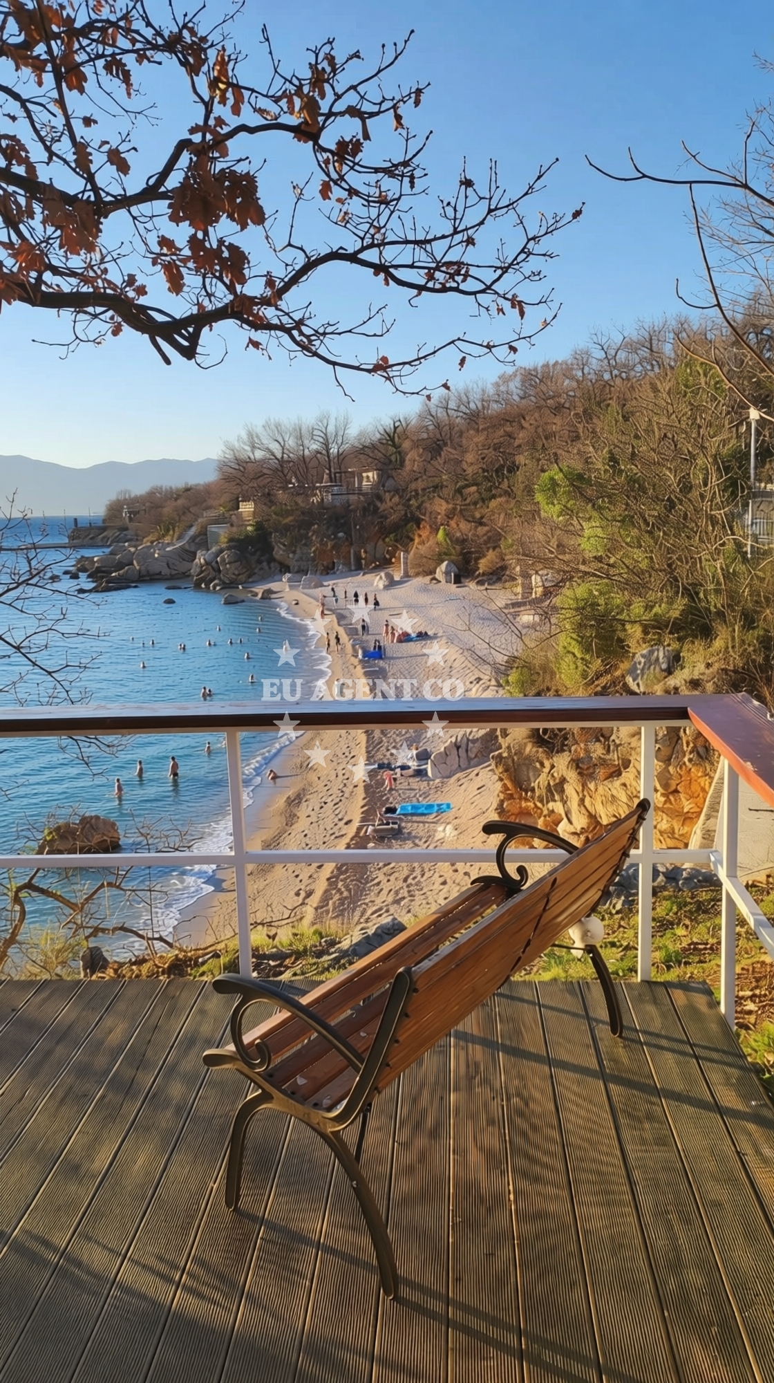Shoreline and swimming area at Kostrena beach in Ulica Šojska, Kostrena