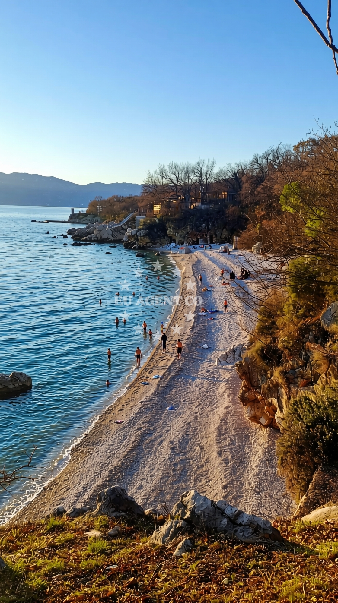 Sea and coastal view of Kostrena beach in Ulica Šojska, Kostrena