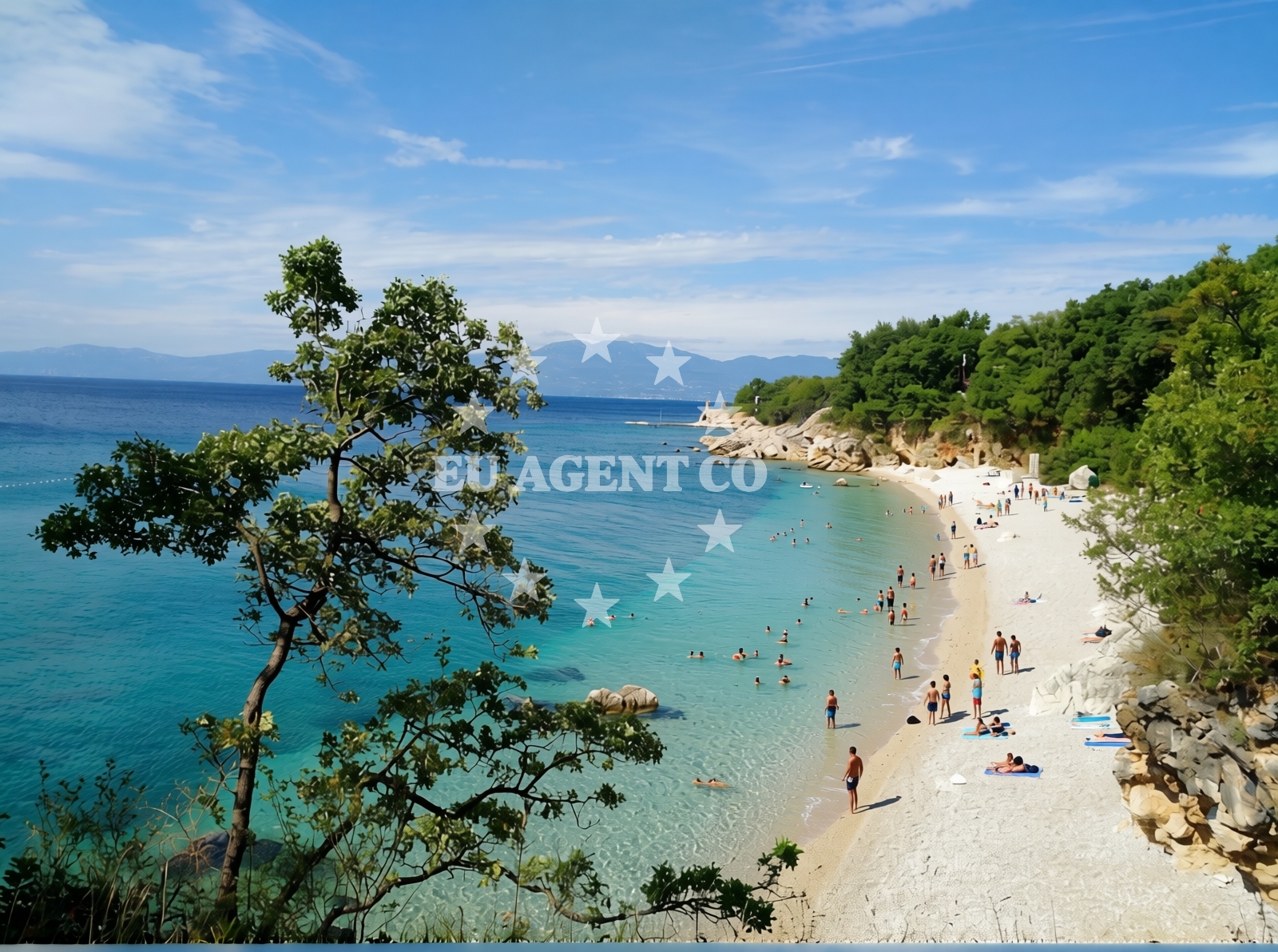 Beach facilities and surroundings at Kostrena beach in Ulica Šojska, Kostrena