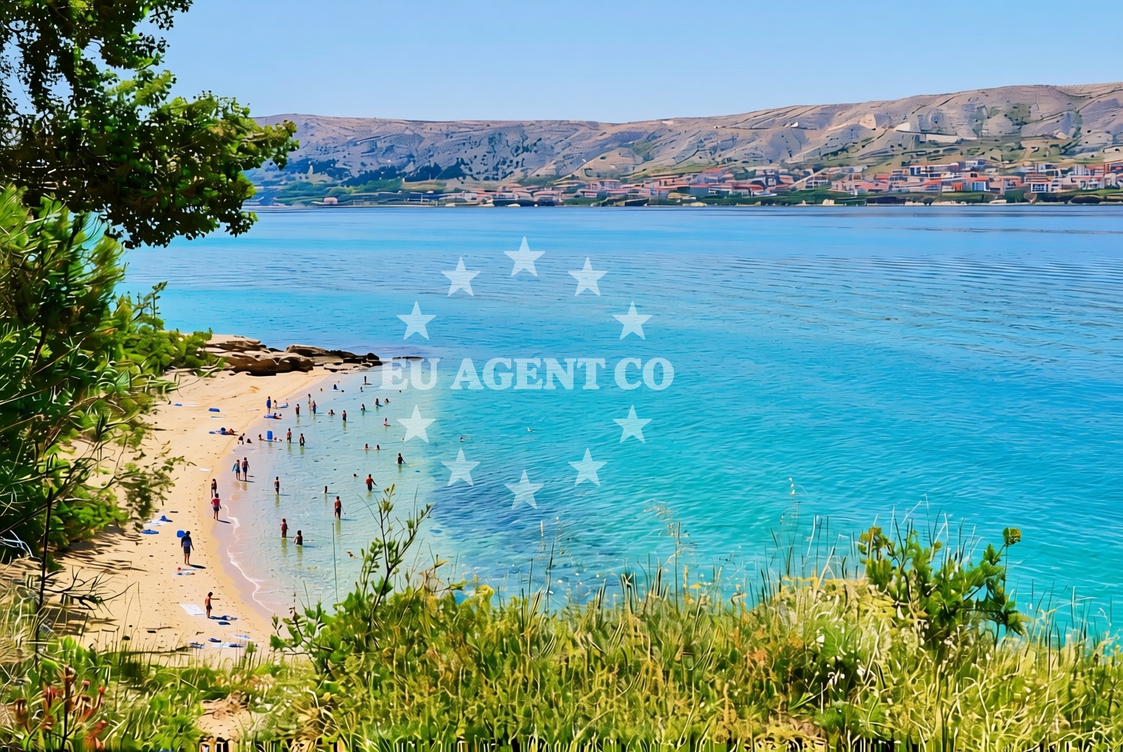 Sea and coastal view of Kotice sjever, Pag (Pag) Beach in Kotice sjever