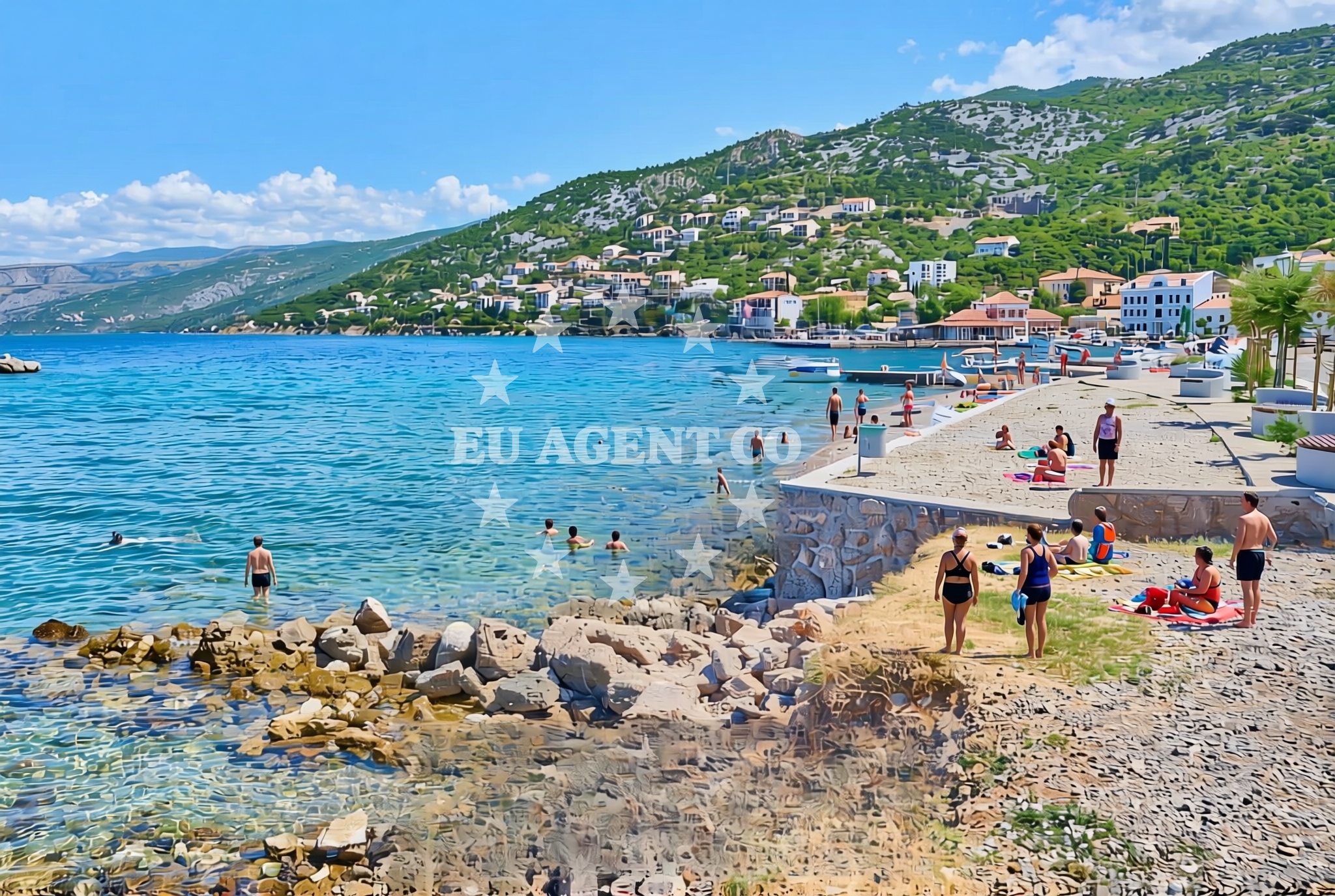 Shoreline and swimming area at Kotlina, Sveti Juraj Beach in Kotlina