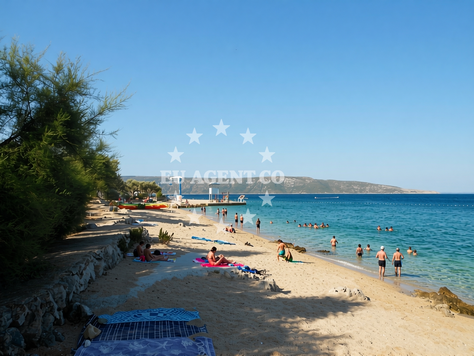 Shoreline and swimming area at Kovacine beach in Ulica Mate Solisa 15, Cres