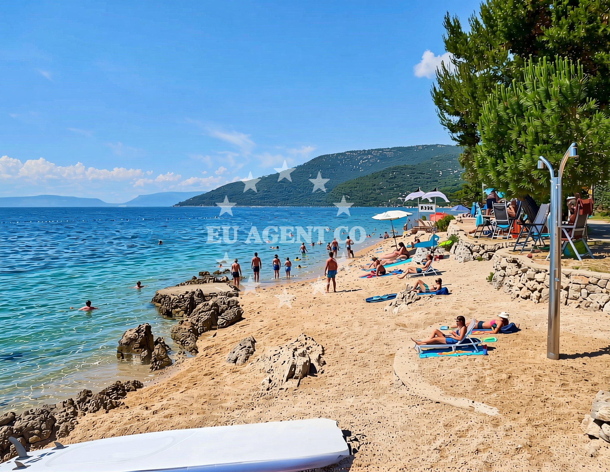 Shoreline and swimming area at Kovačine (dog beach), Cres (Cres) Beach in Kovačine (plaža za pse)