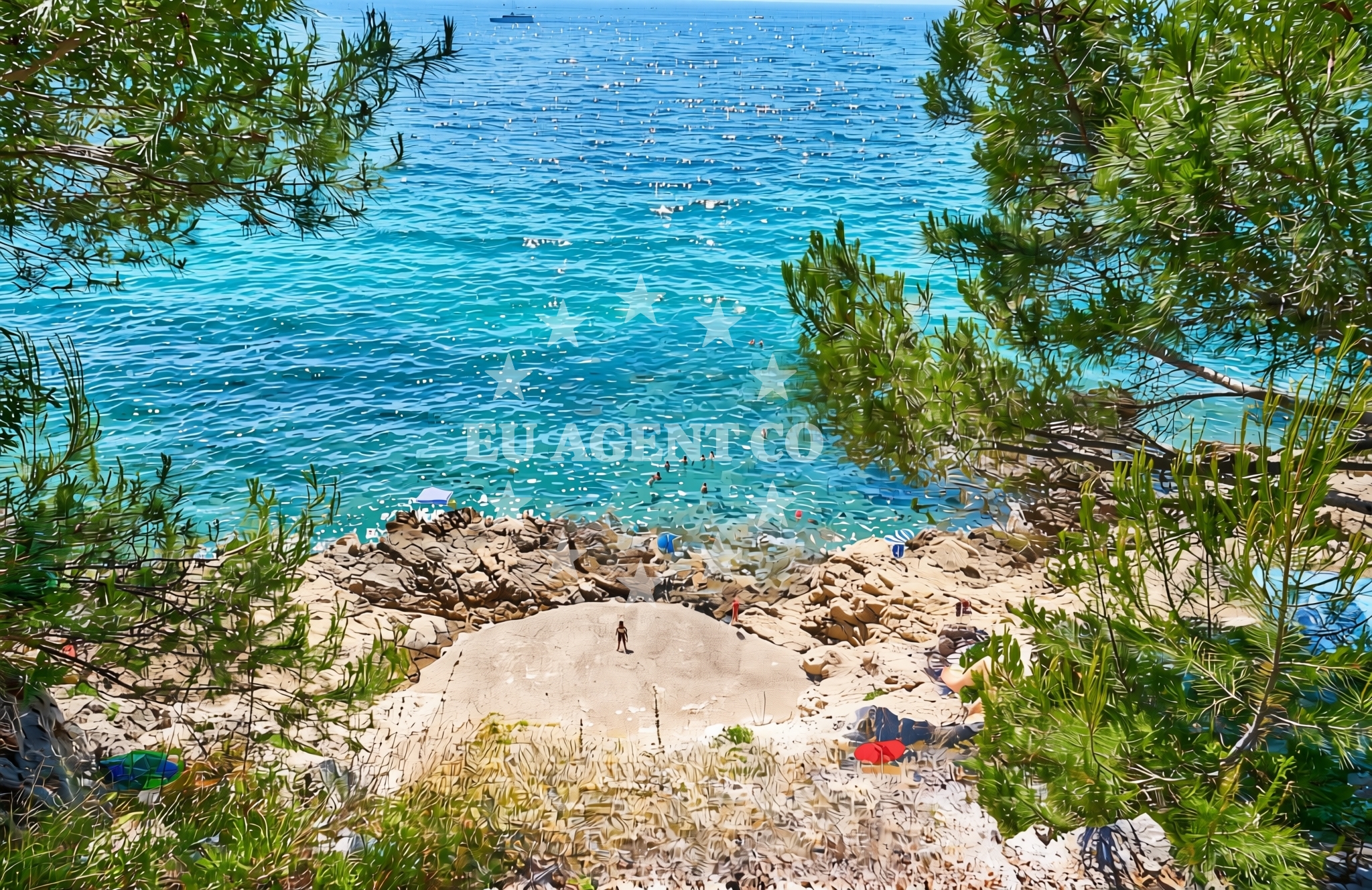 Shoreline and swimming area at Kovačine FKK, Cres (Cres) Beach in Kovačine FKK