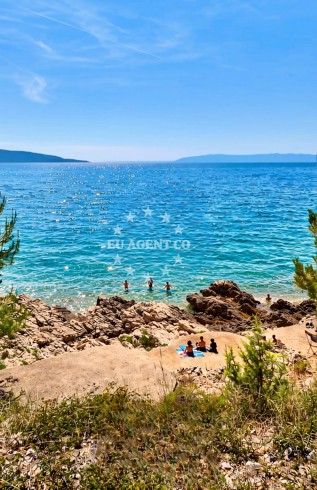 Sea and coastal view of Kovačine FKK, Cres (Cres) Beach in Kovačine FKK