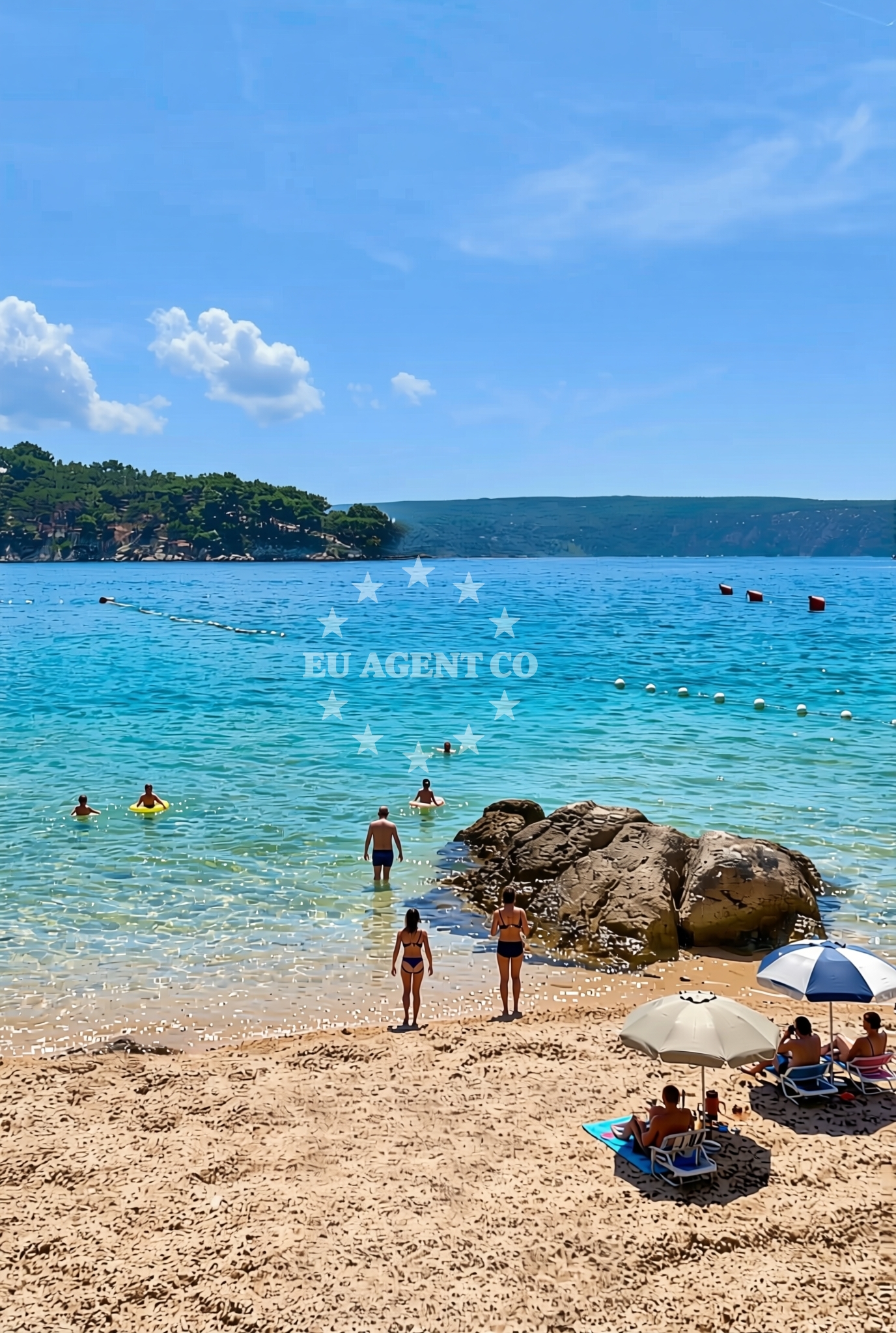 Sea and coastal view of Kovačine jug, Cres (Cres) Beach in Kovačine jug