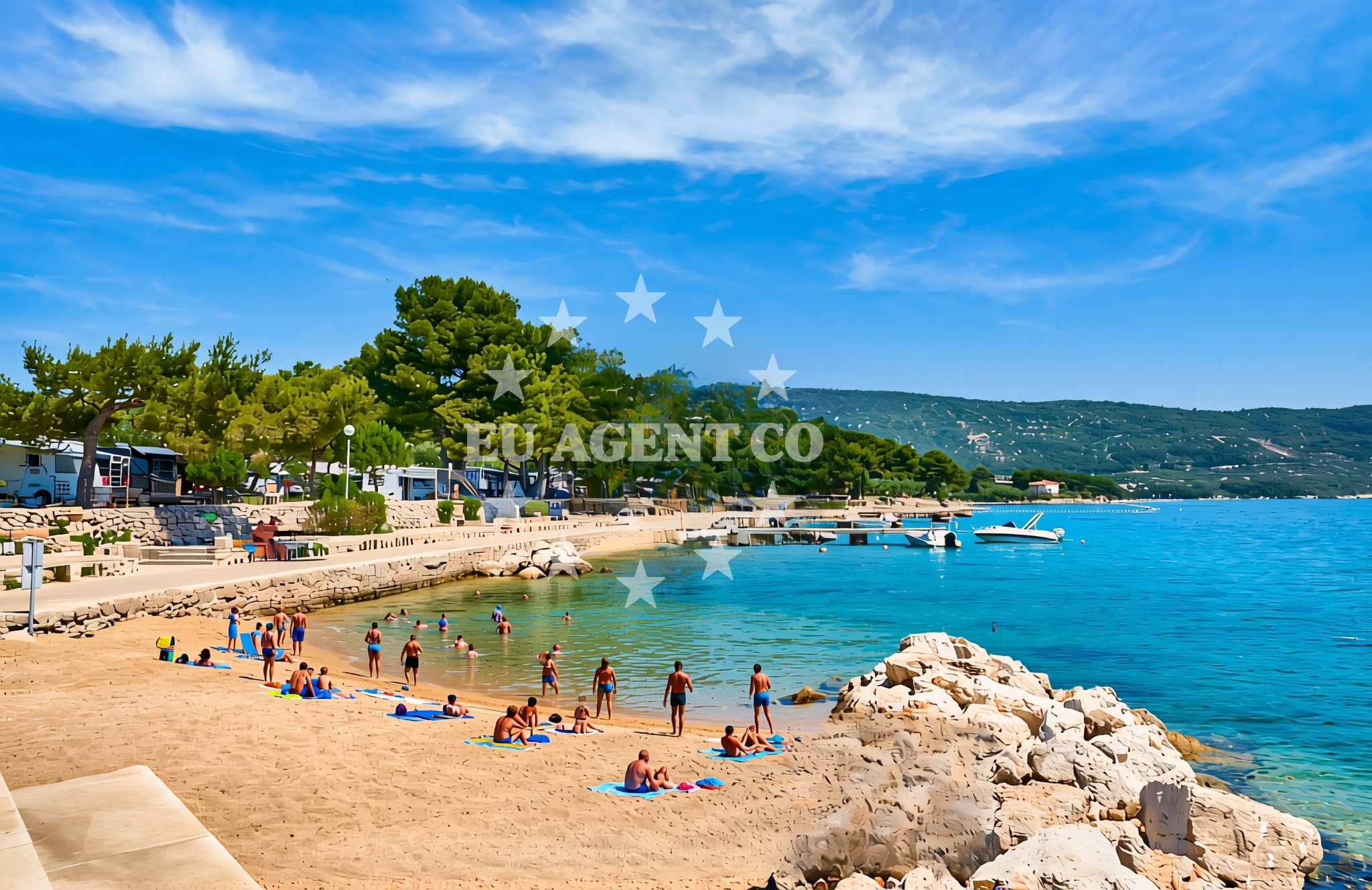 Overview of Kovačine jug (dog beach), Cres (Cres) Beach in Kovačine jug (plaža za pse)