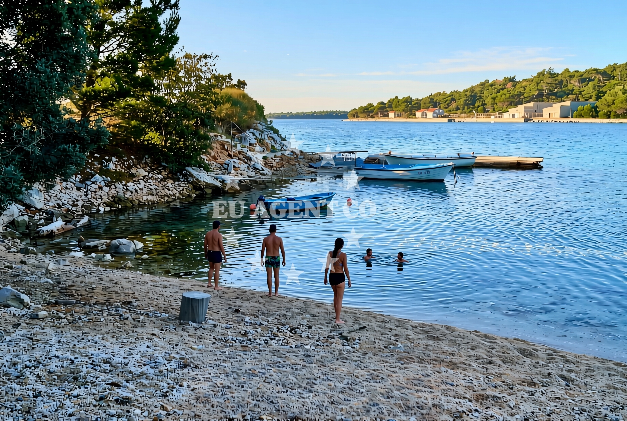 Sea and coastal view of Kovčanje (dog beach), Mali Lošinj (Lošinj) Beach in Kovčanje (plaža za pse)