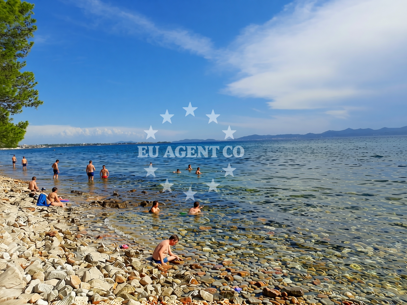 Shoreline and swimming area at Kozino beach in Put Špetica 13a Prizemlje, Zadar