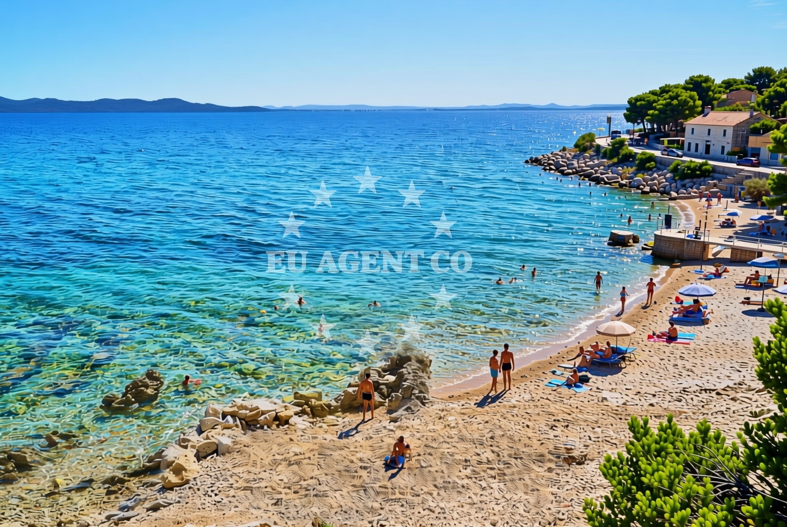 Sea and coastal view of Kožino: beaches and coves (7) in Kožino